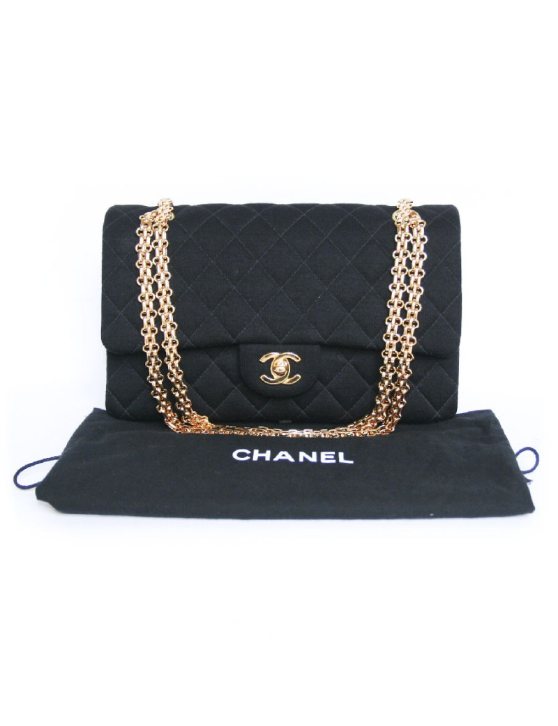 Sac timeless CHANEL  en jersey noir 