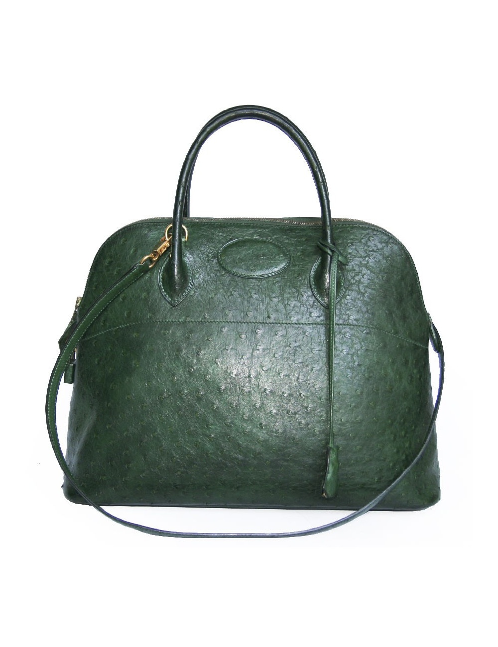 Sac bolide HERMES GM autruche vert