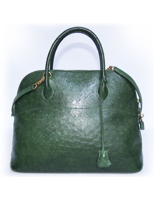 Sac bolide HERMES GM autruche vert