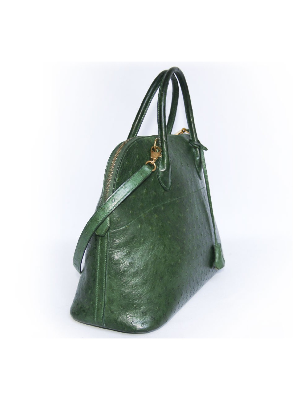 Sac bolide HERMES GM autruche vert