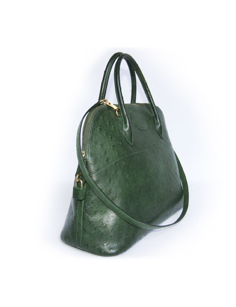 Sac bolide HERMES GM autruche vert