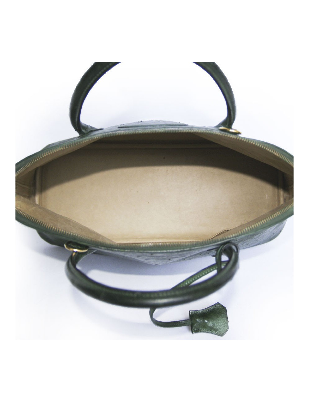 Sac bolide HERMES GM autruche vert