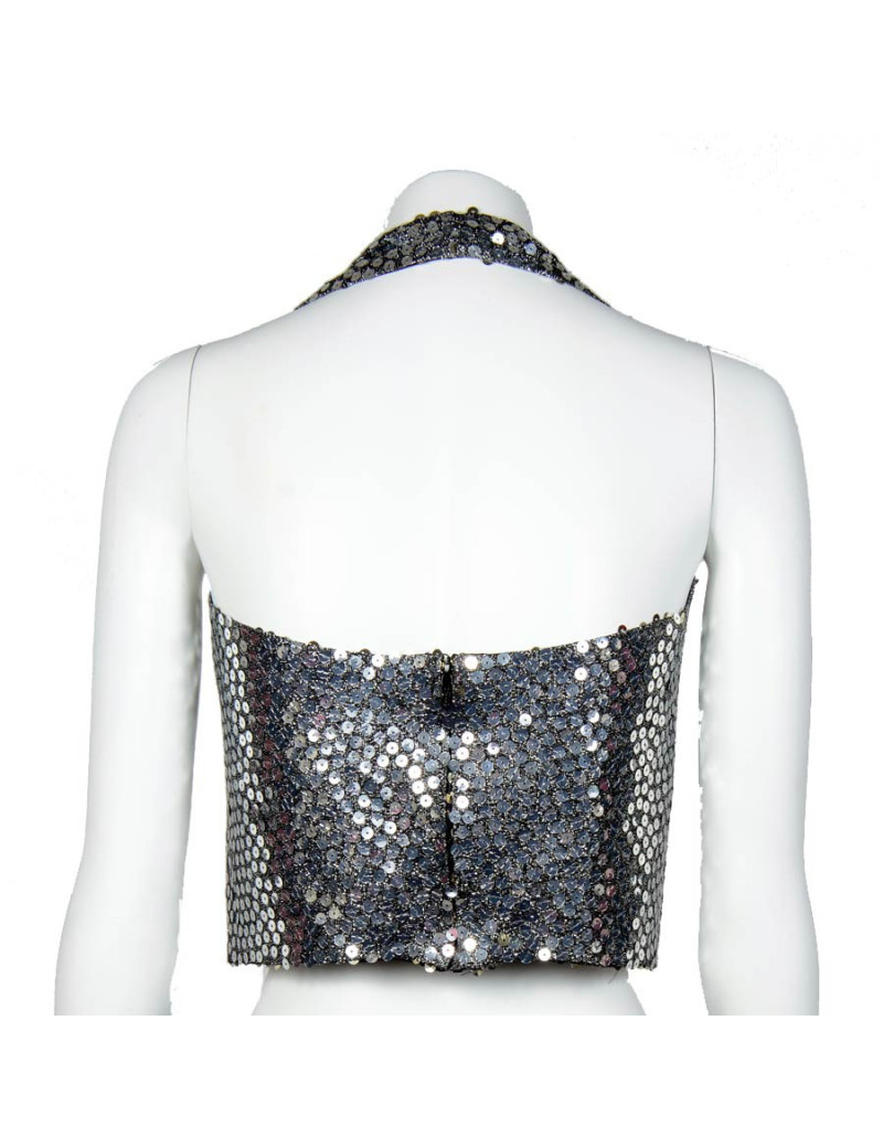 Top AZZARO gris à sequins