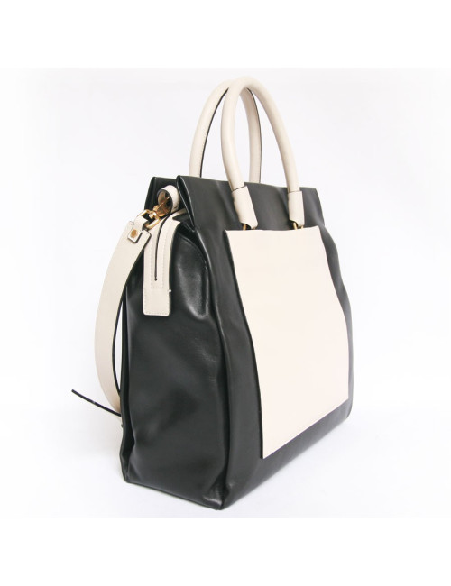 Sac MARC BY MARC JACOBS cuir bicolore noir et blanc 