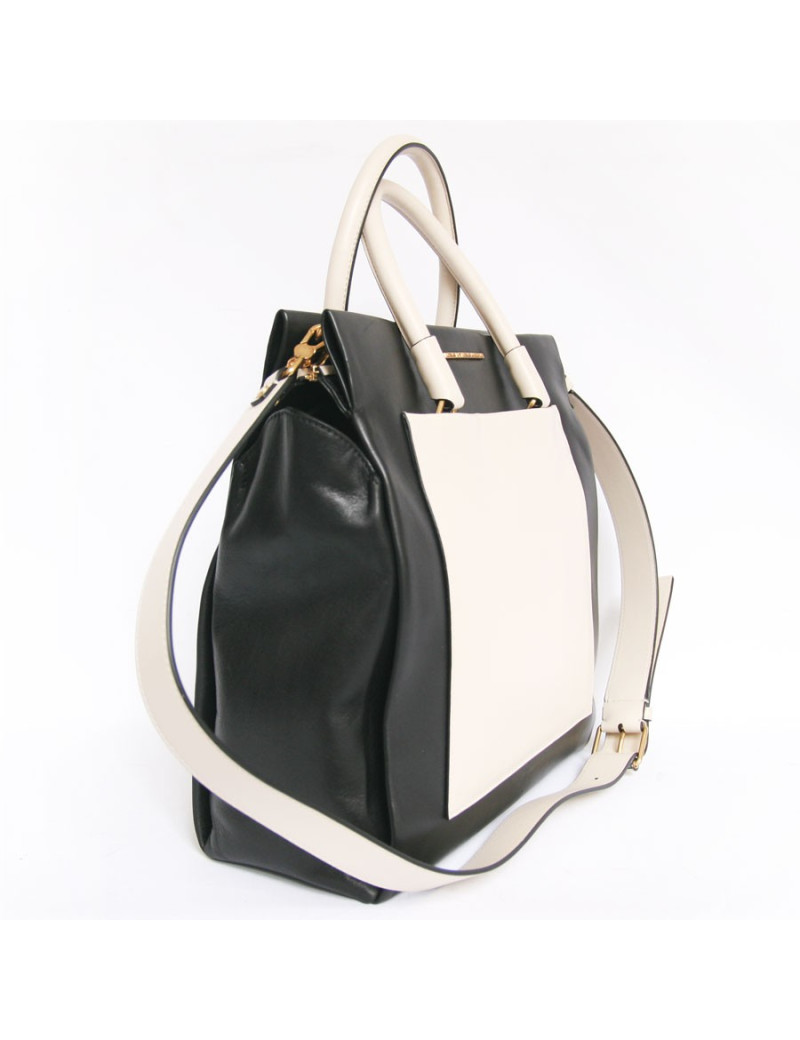 Sac MARC BY MARC JACOBS cuir bicolore noir et blanc 