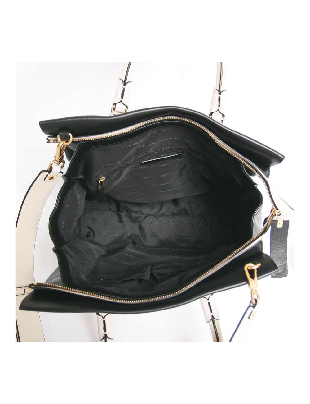 Sac MARC BY MARC JACOBS cuir bicolore noir et blanc 