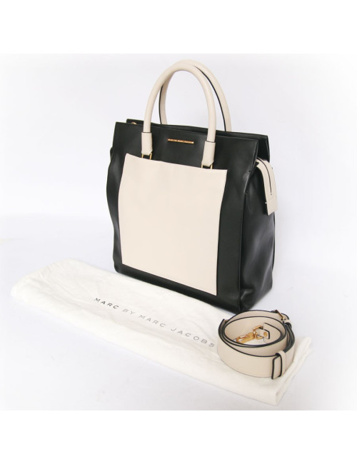 Sac MARC BY MARC JACOBS cuir bicolore noir et blanc 