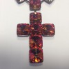 Collier croix anonyme en strass rose