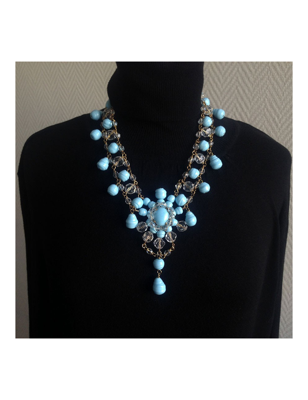 Collier MARGUERITE DE VALOIS bleu 