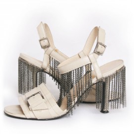 High Sandals CHANEL t 39 with ruthenium chain