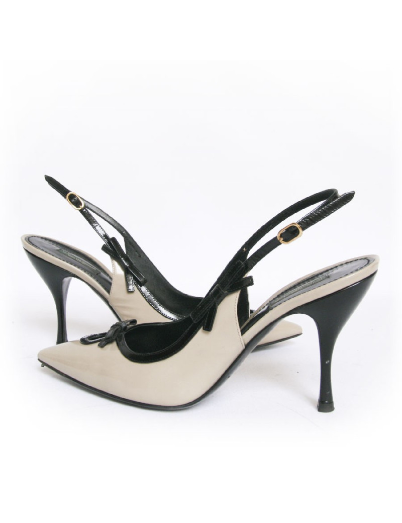 Sandales hautes DOLCE & GABBANA T 39.5 bicolores beige et noir