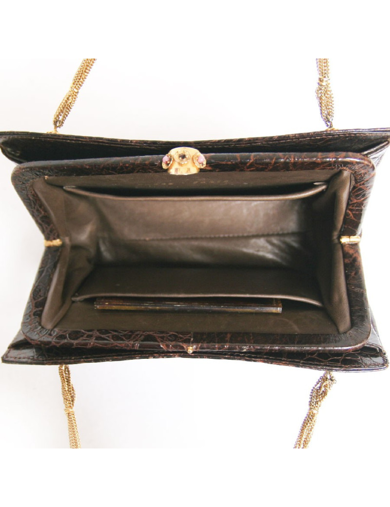 Mini sac  du soir en crocodile CAREL vintage