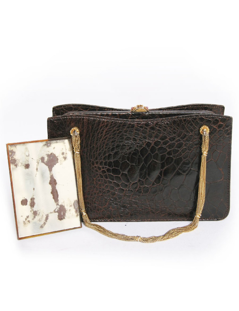 Mini sac  du soir en crocodile CAREL vintage