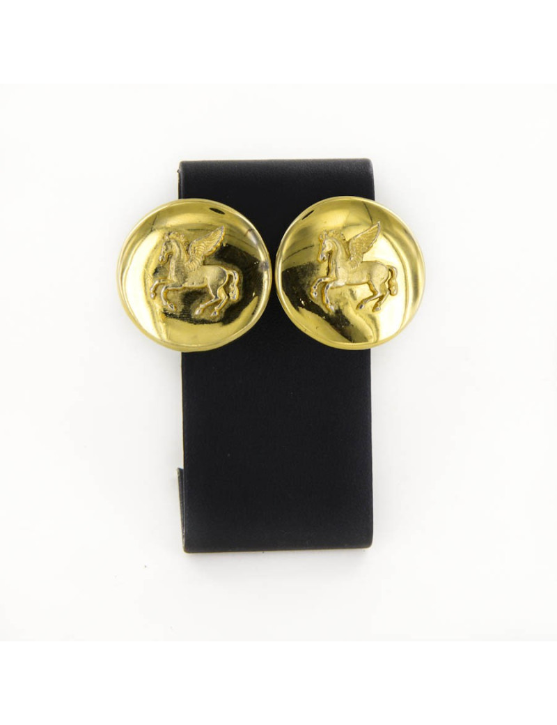 Boucles d'oreille clips HERMES cheval pégase