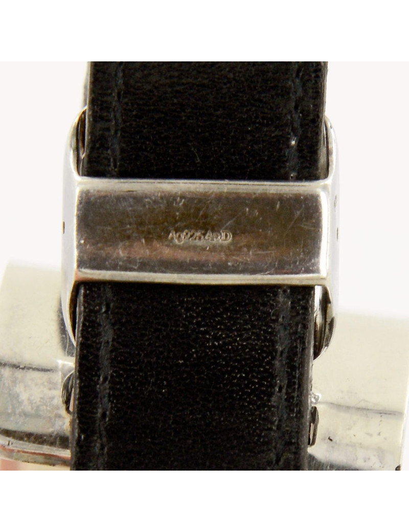 Manchette HERMES argent 750 et boucle en cuir 