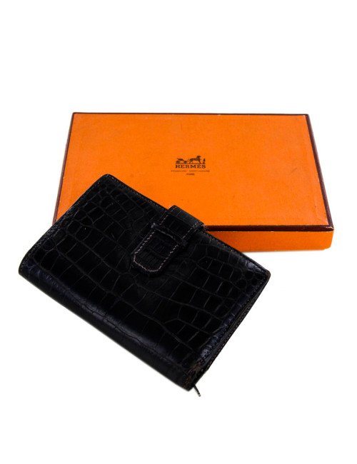 Portefeuille HERMES en crocodile vintage