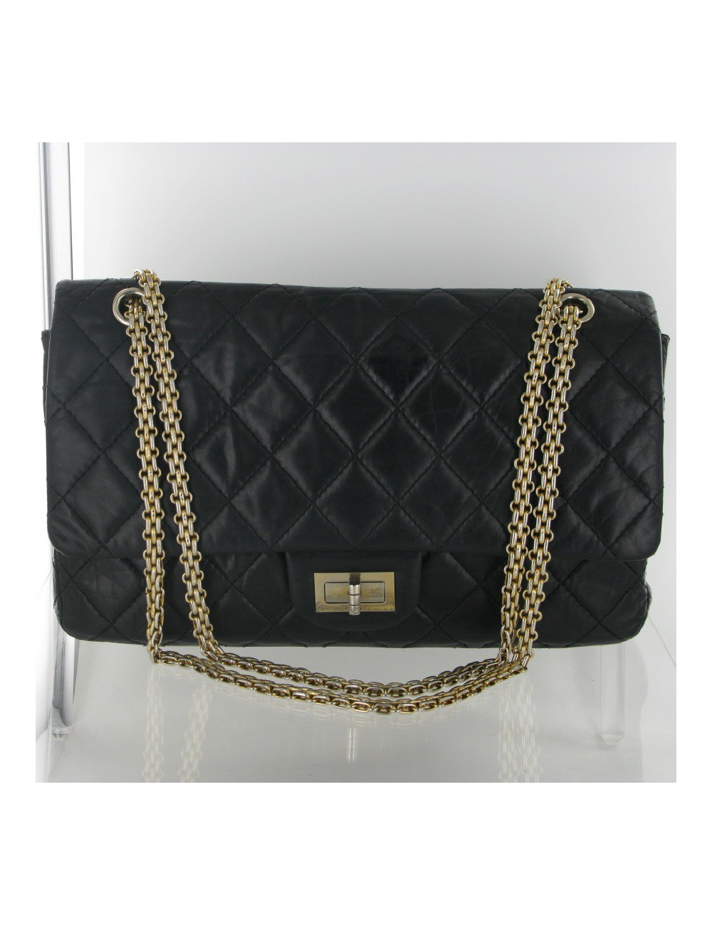 2.55 leather aged black CHANEL
