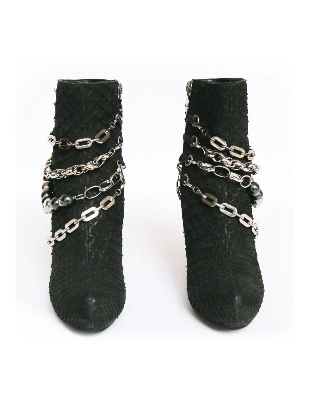 Boots PHILIPP PLEIN T38 piton noir et chaines argentées