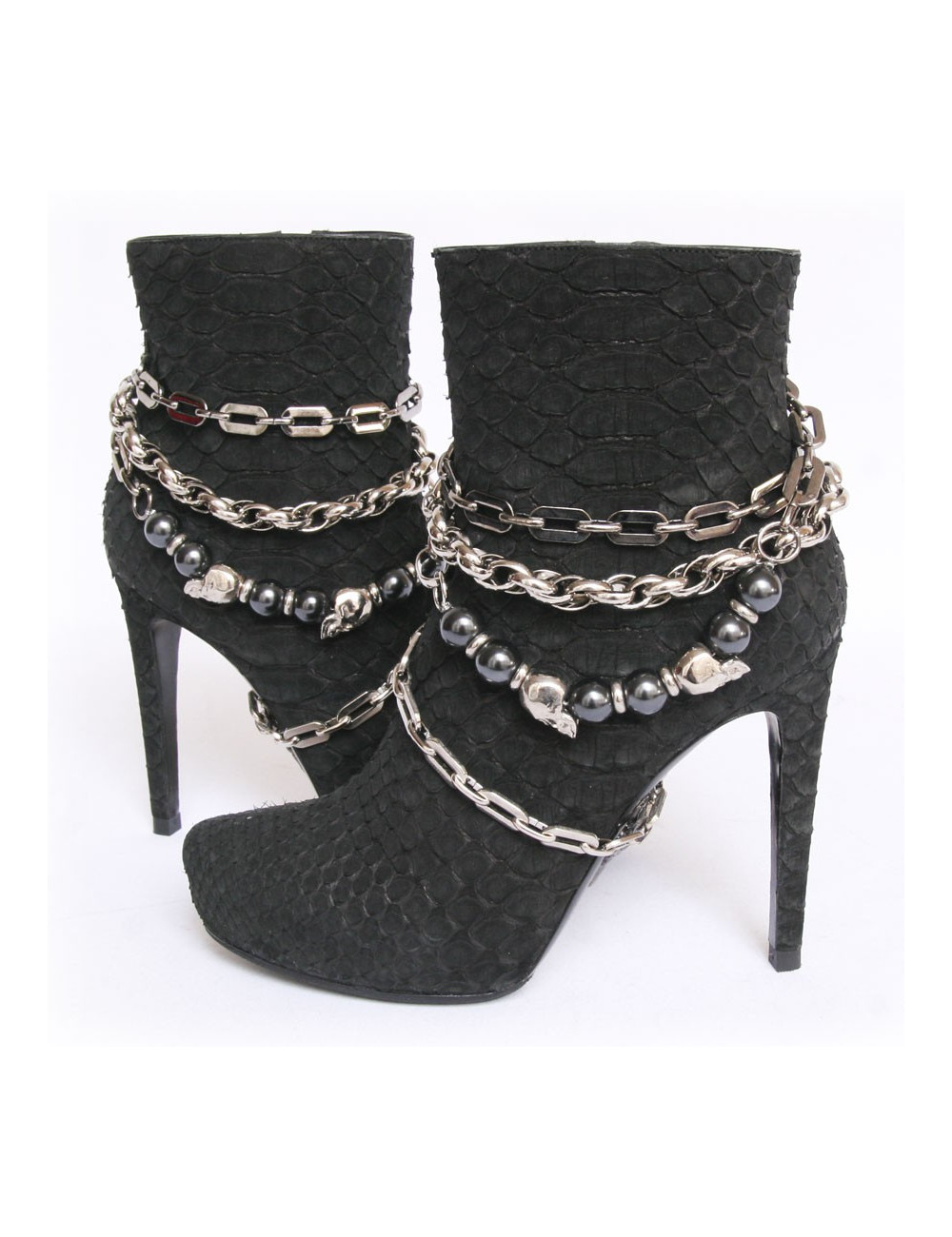 Boots PHILIPP PLEIN T38 piton noir et chaines argentées