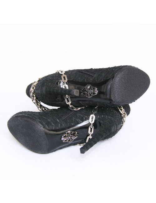 Boots PHILIPP PLEIN T38 piton noir et chaines argentées