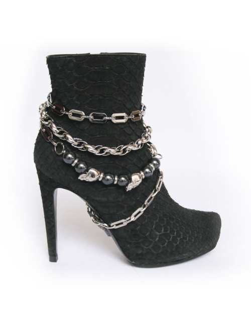Boots PHILIPP PLEIN T38 piton noir et chaines argentées