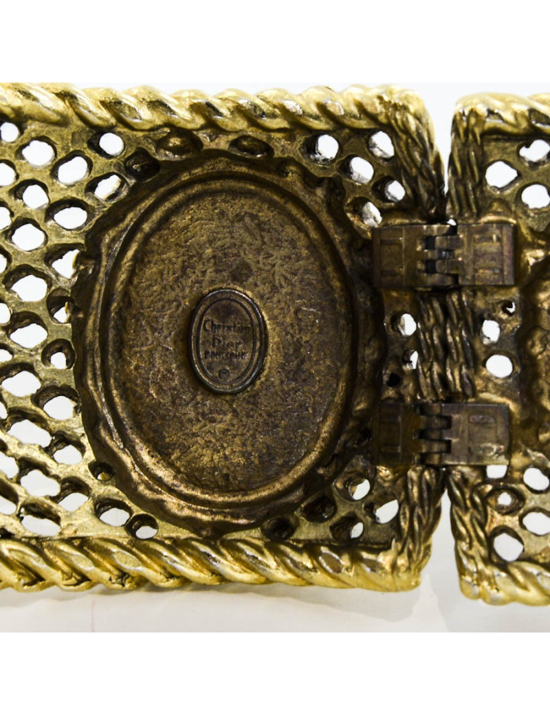 Manchette CHRISTIAN DIOR dorée avec cabochons