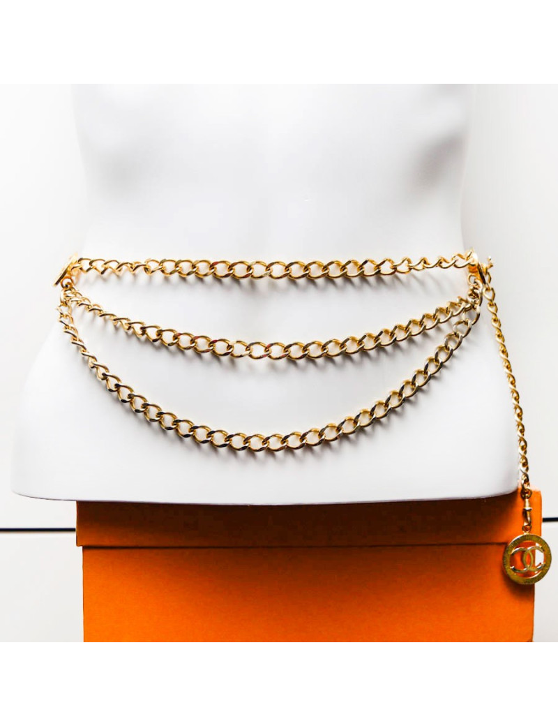 Ceinture CHANEL triple rang vintage dorée
