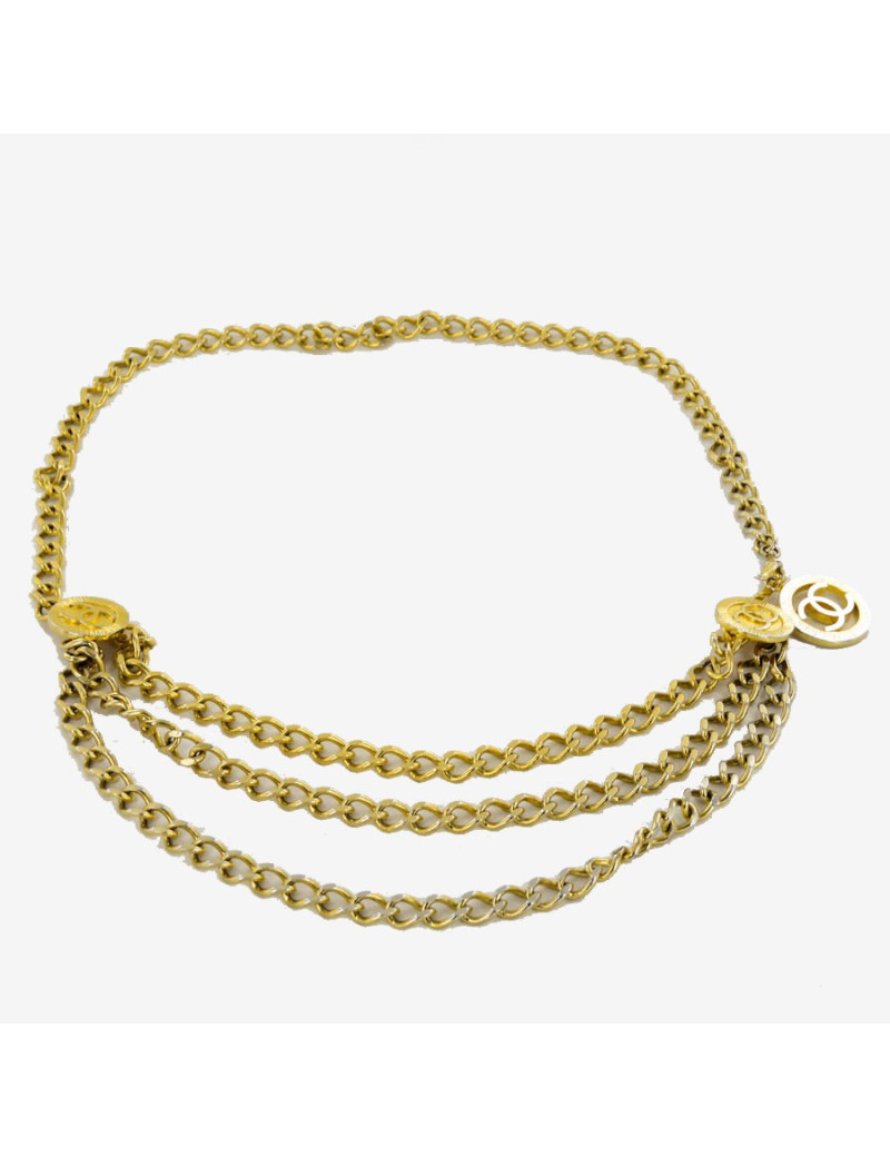Ceinture CHANEL triple rang vintage dorée