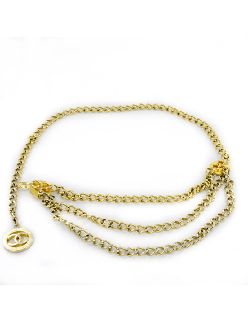 Ceinture CHANEL triple rang vintage dorée
