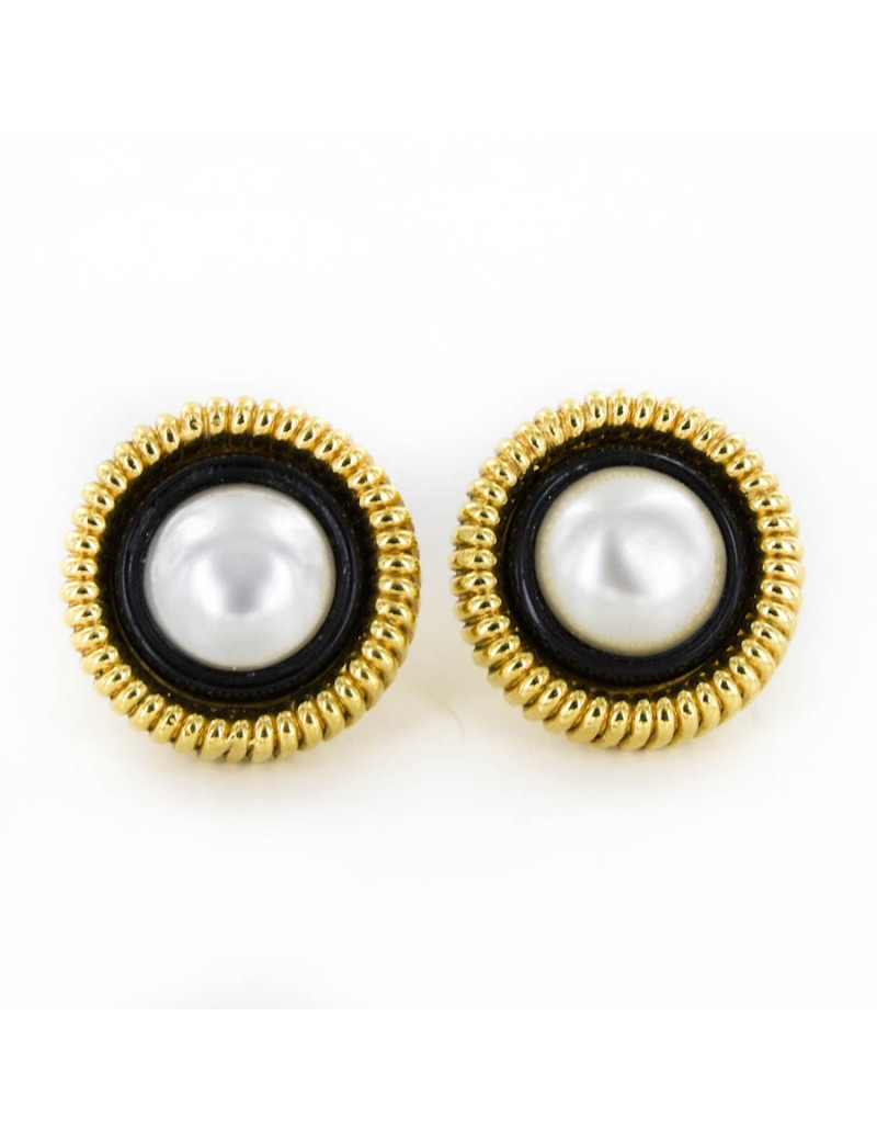 Boucles d'oreille clips CHANEL perles nacrée Vintage