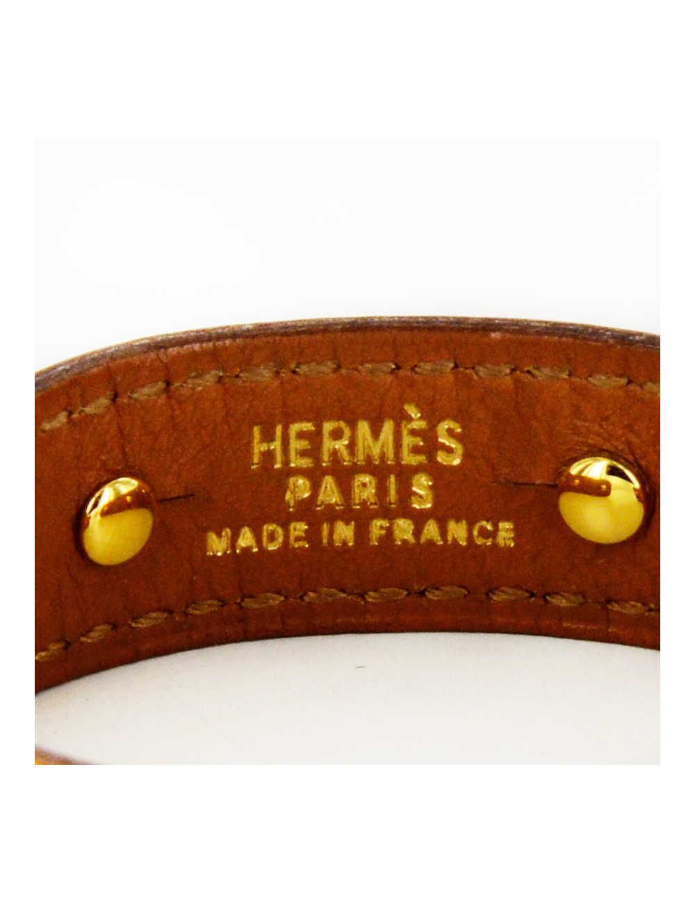 Bracelet HERMES cuir jaune et doré