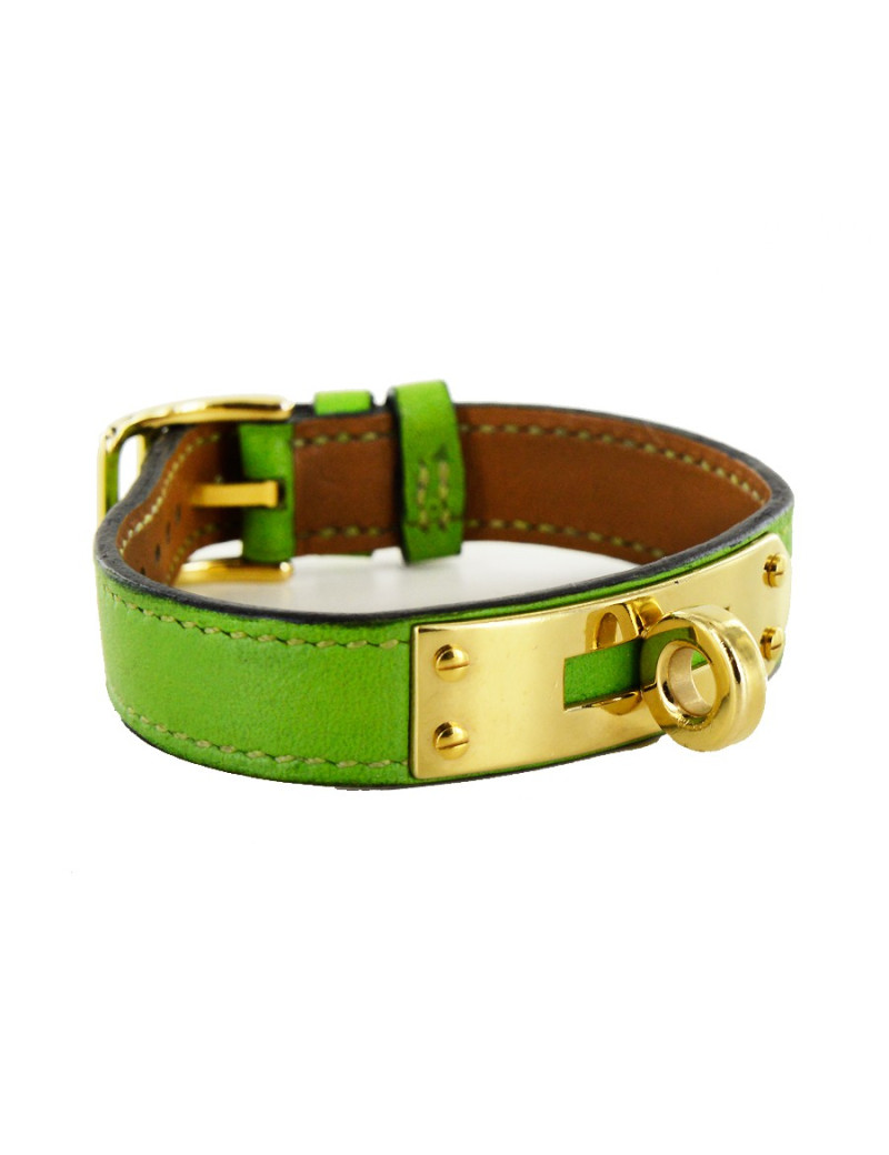 Bracelet HERMES cuir vert