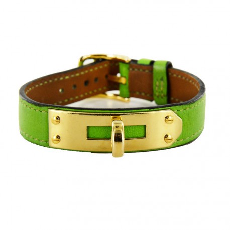Bracelet HERMES cuir vert