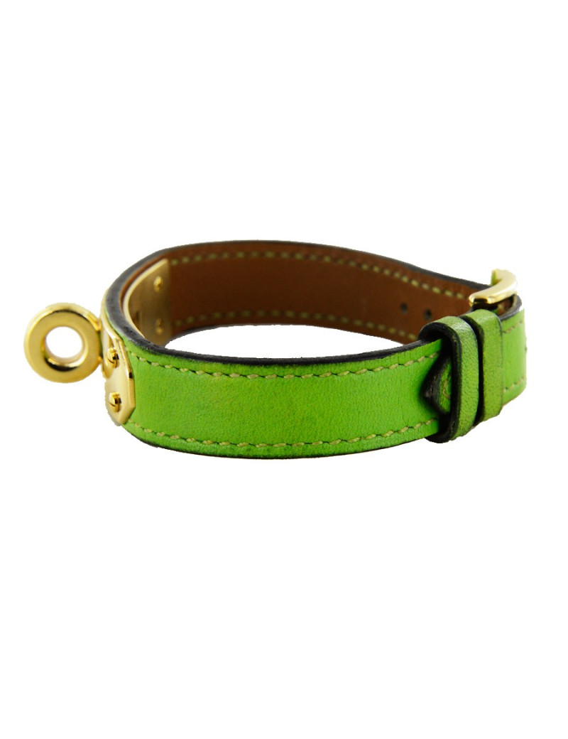 Bracelet HERMES cuir vert