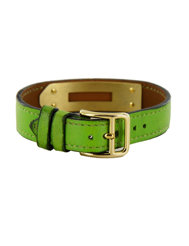 Bracelet HERMES cuir vert