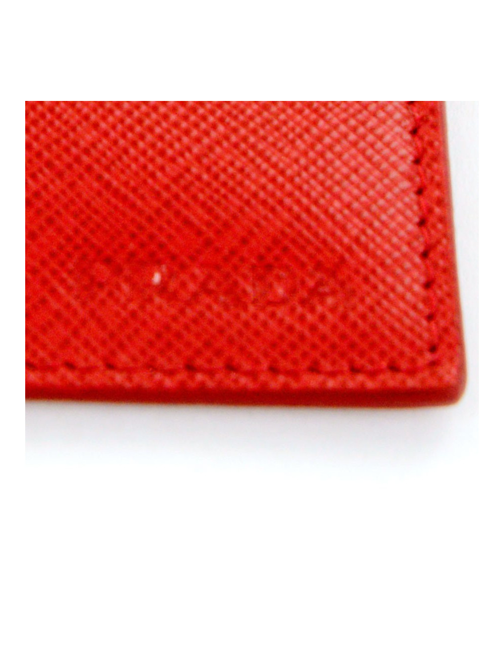 Porte-carte PRADA cuir grainé bordeaux