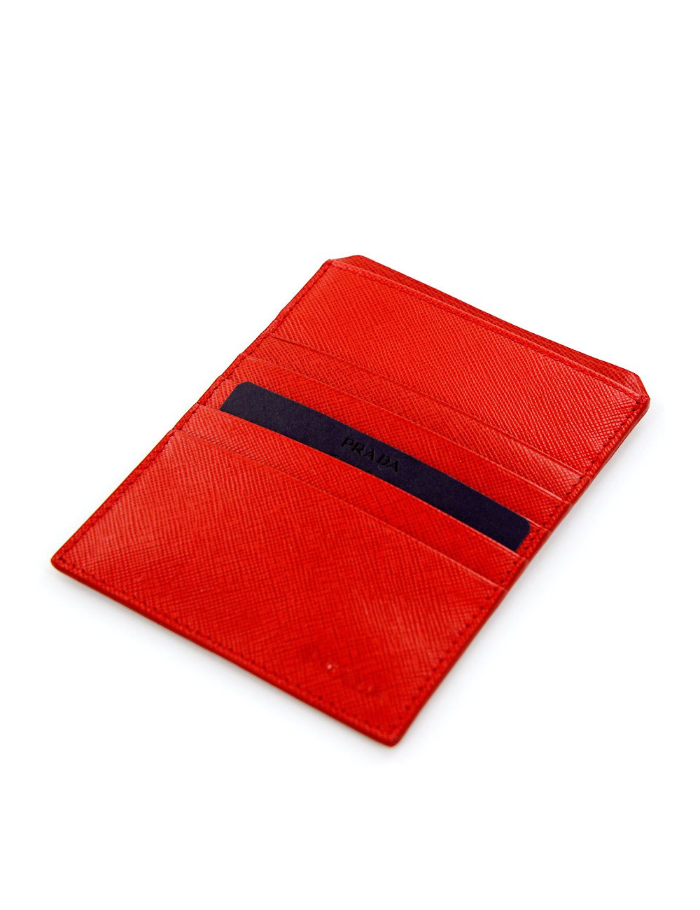 Porte-carte PRADA cuir grainé bordeaux