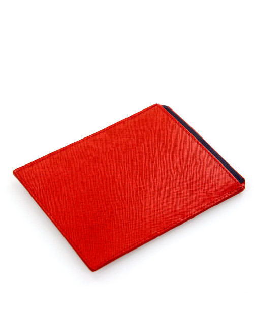 Porte-carte PRADA cuir grainé bordeaux