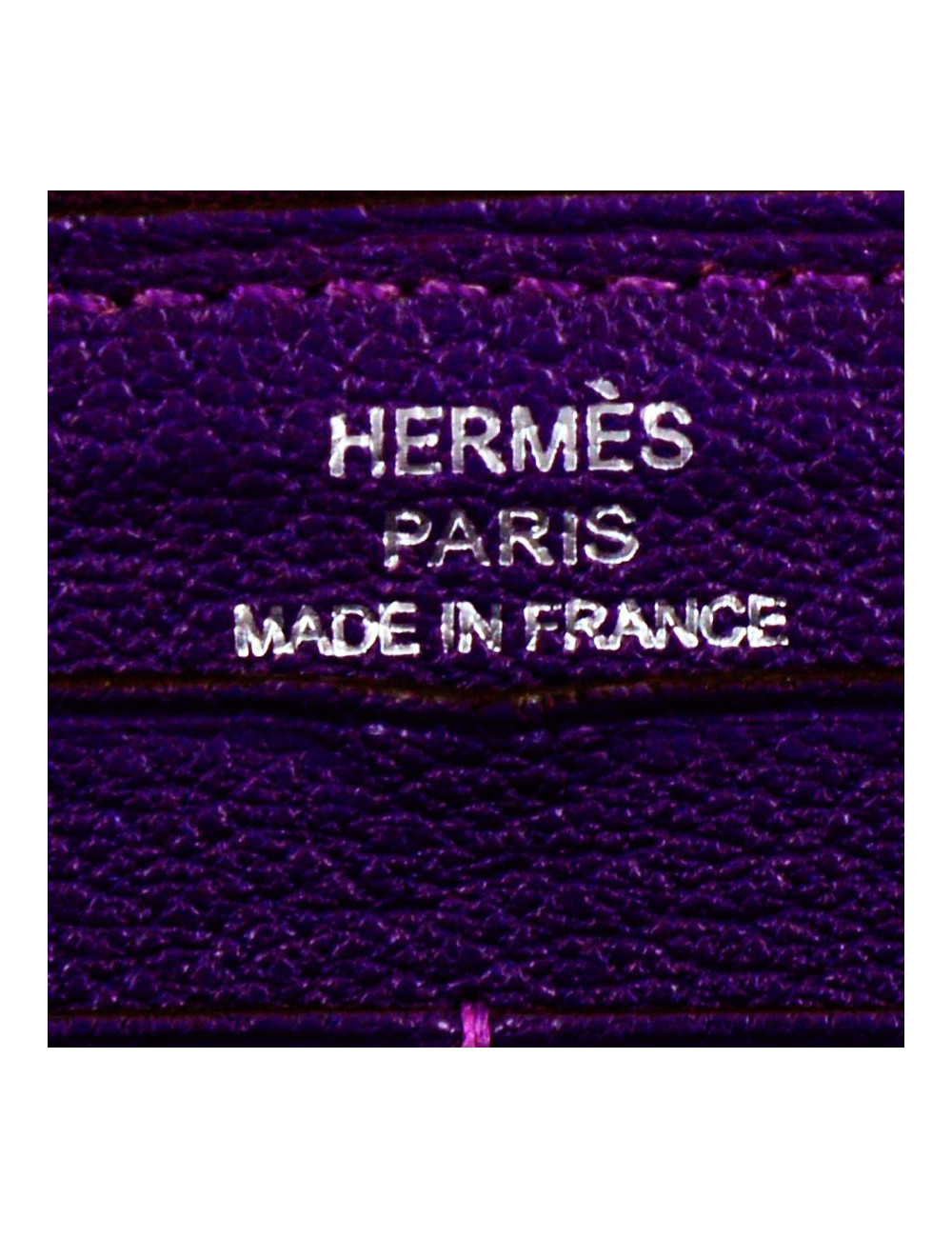 Porte-carte HERMES cuir grainé violet