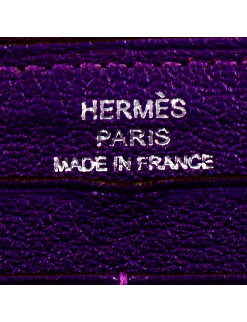 Porte-carte HERMES cuir grainé violet