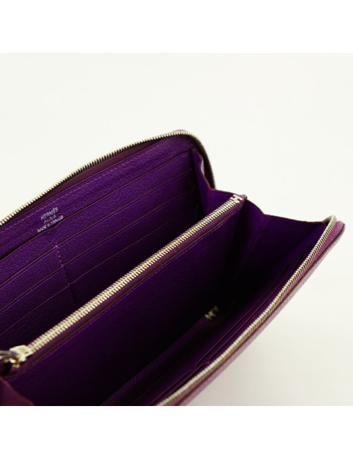 Porte-carte "Compagnon" HERMES cuir grainé violet