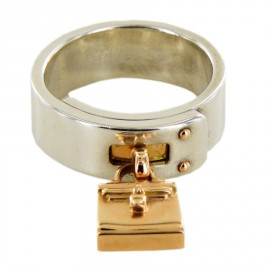 Ring "amulets" HERMES silver and rose gold t 55