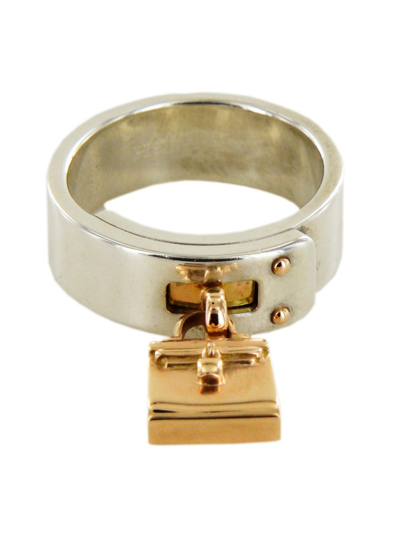 Bague "amulettes" HERMES argent et or rose 