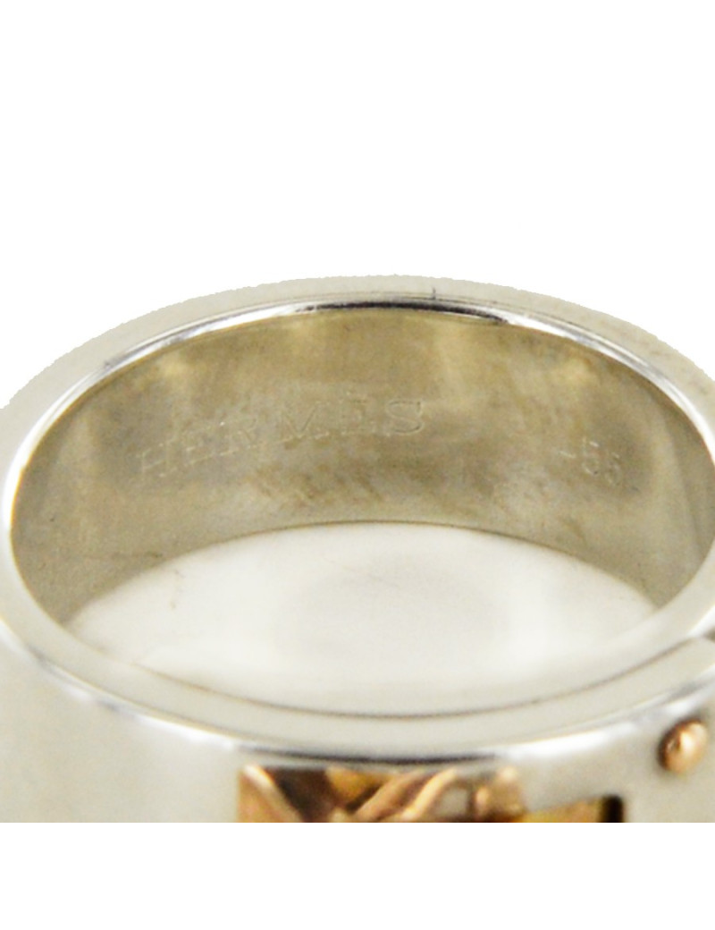Bague "amulettes" HERMES argent et or rose 