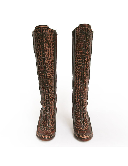 Bottes CELINE T 39  cuir façon croco