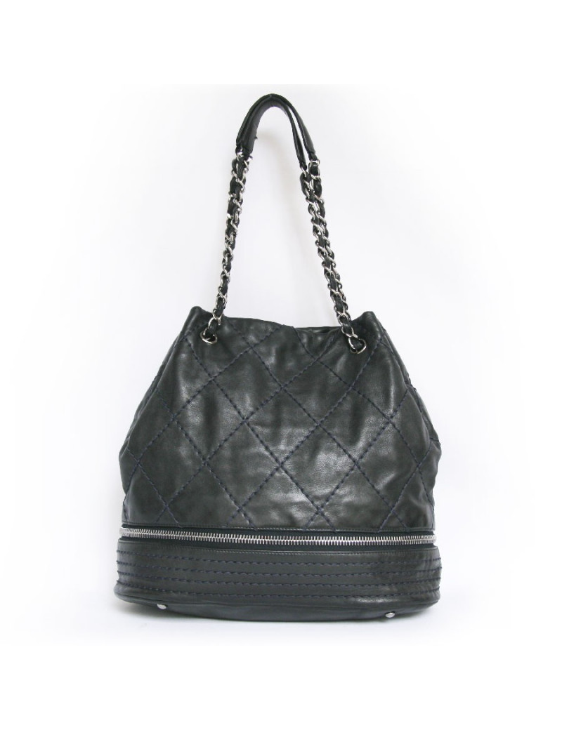 Sac besace CHANEL bleu marine