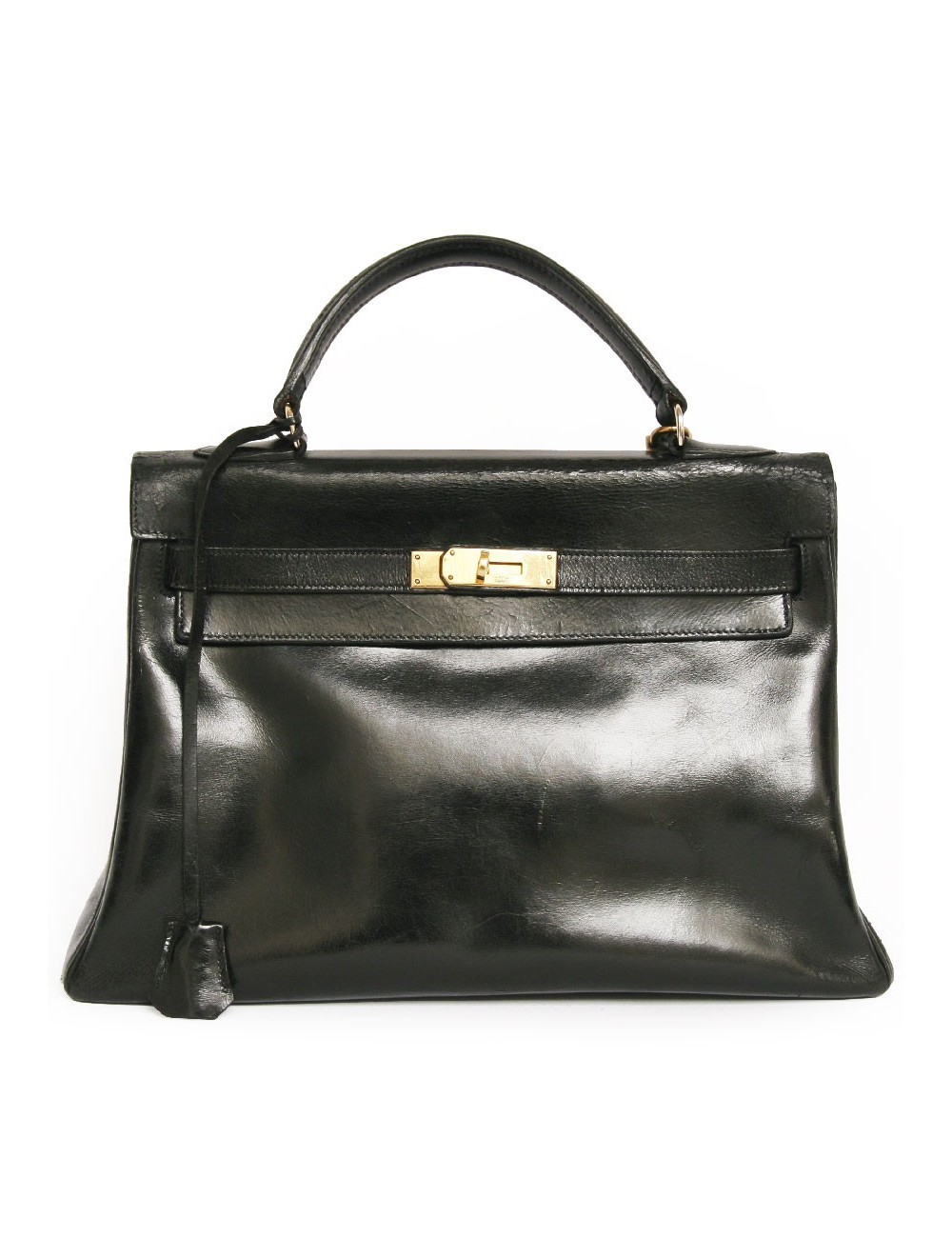 sac kelly 32 HERMES vintage cuir box noir