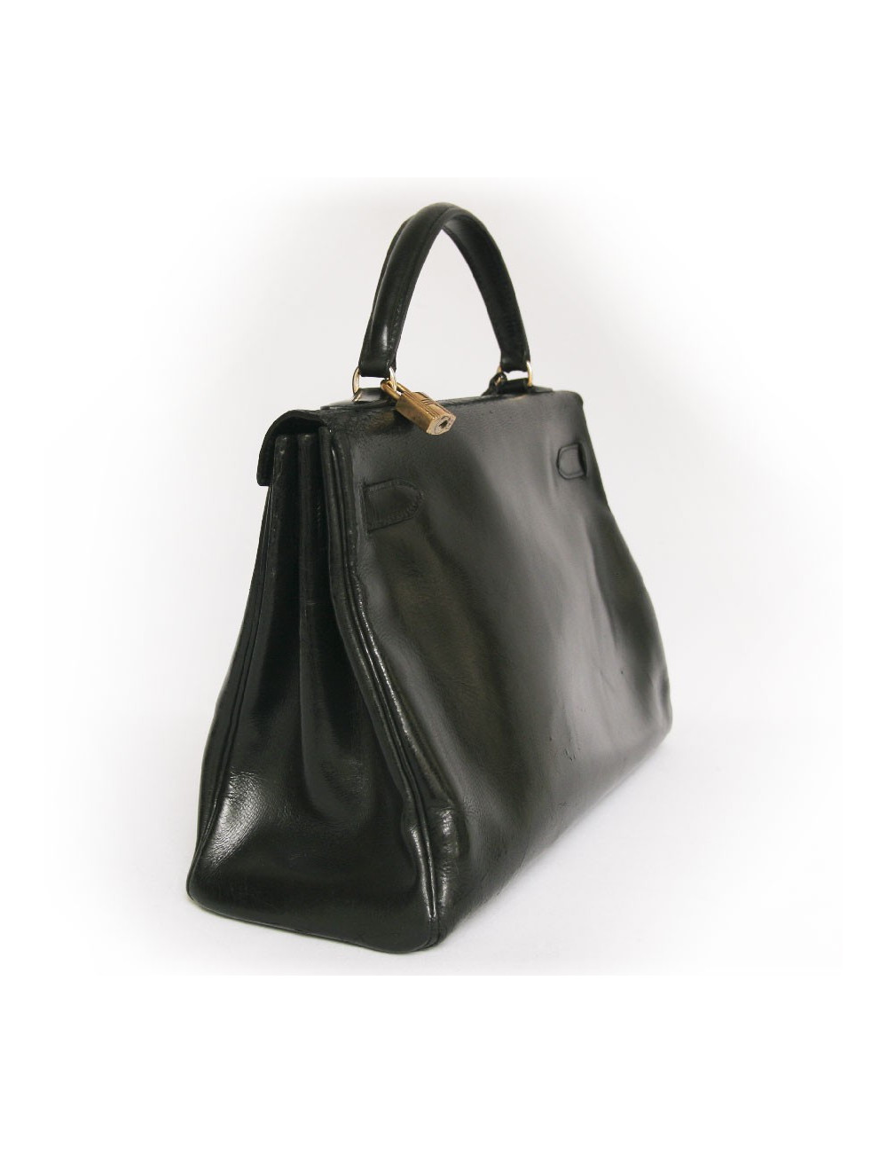 sac kelly 32 HERMES vintage cuir box noir