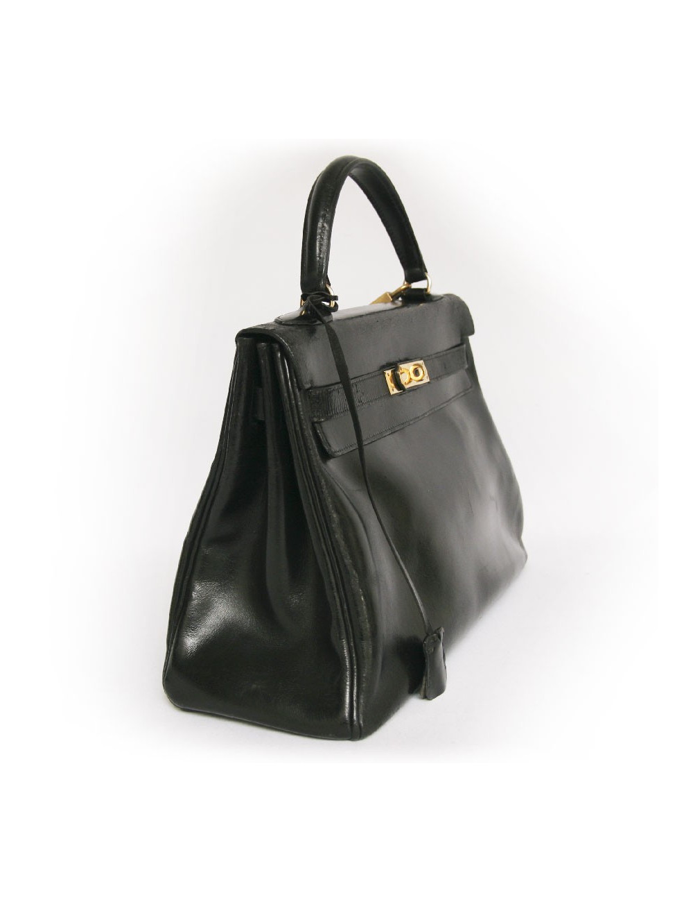 sac kelly 32 HERMES vintage cuir box noir