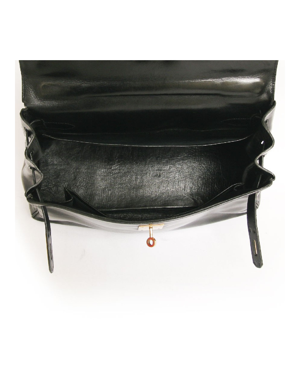 sac kelly 32 HERMES vintage cuir box noir
